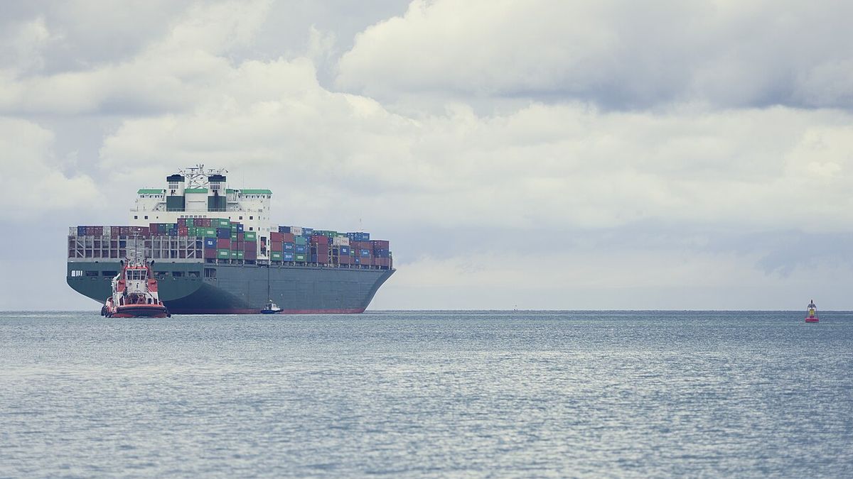 A container ship at sea