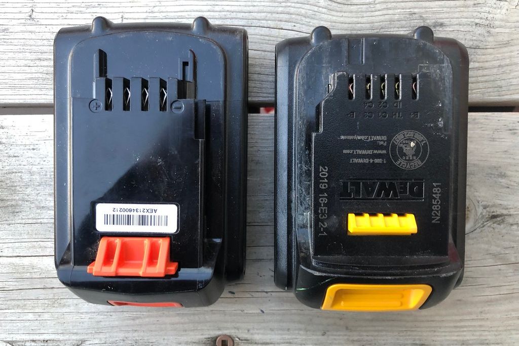 Two power-tool battery packs side by side